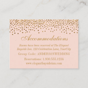 Confeti Dorado en Tarjetas de Alojamiento de Boda 