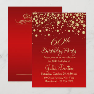 Confeti dorado sobre la invitación al cumpleaños n
