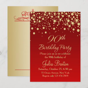 Confeti dorado sobre la invitación al cumpleaños n