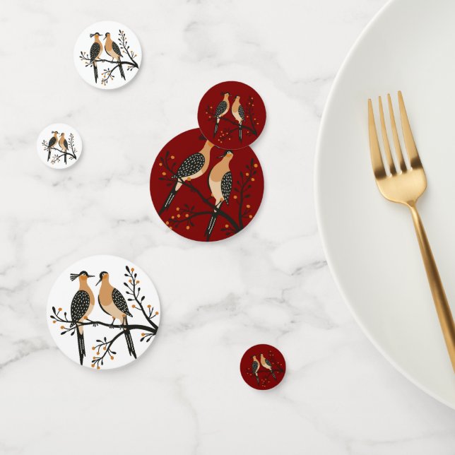 Confeti Dos palomas de tortuga de corte esténcil retro est (Grupo)