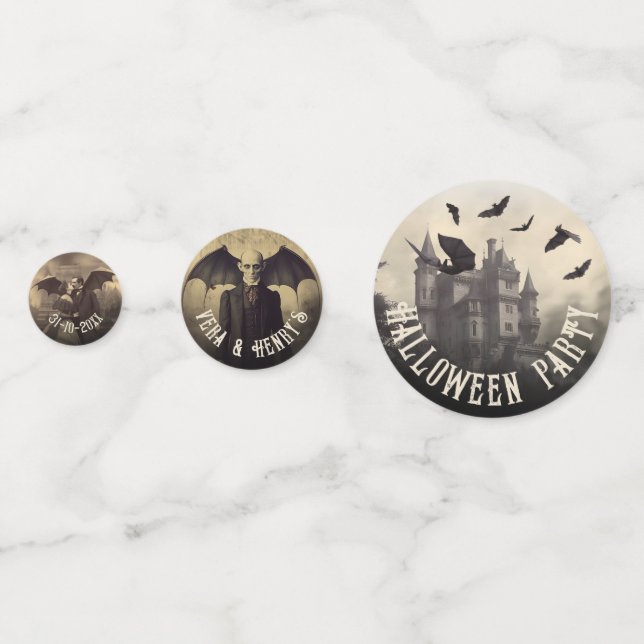 Confeti Drácula victoriana gótica de Halloween (Reversos)