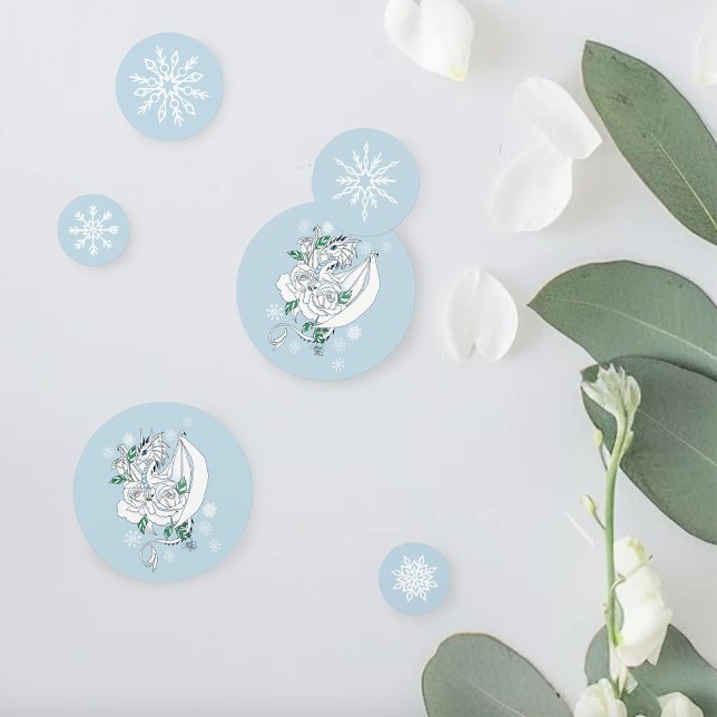 Confeti Dragón de invierno blanco Snowflakes Blue (Subido por el creador)