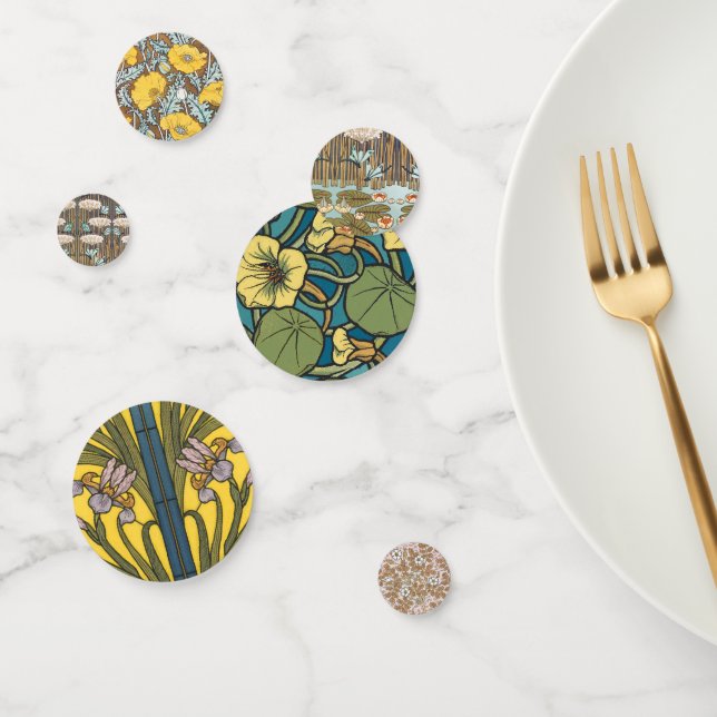 Confeti Dragonflies Water Lilies Marsh Art Nouveau (Grupo)