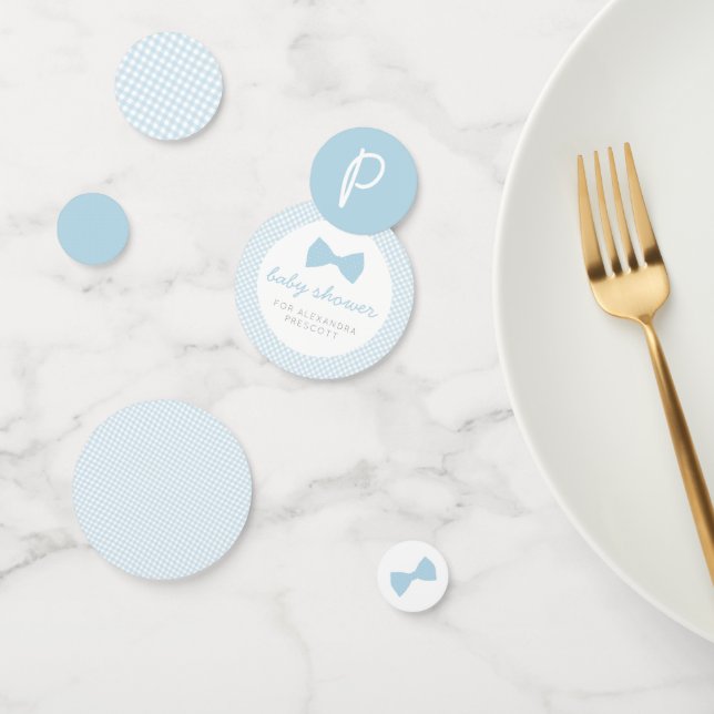 Confeti Ducha de bebé de gingham azul (Grupo)