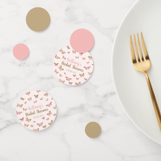 Confeti Ducha de Novia con Tema de Mariposa Rosa Marrón (Grupo)