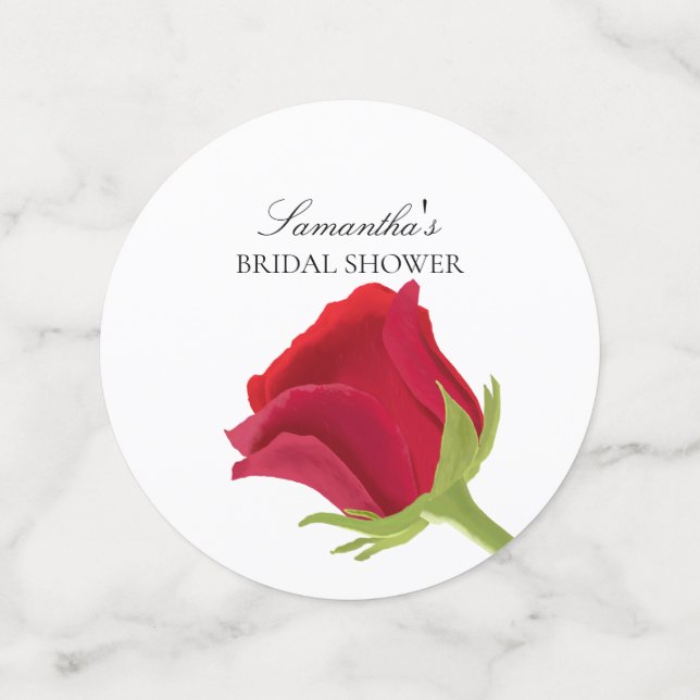 Confeti Ducha de Novia Rosa Roja Elegante (Anverso mediano)