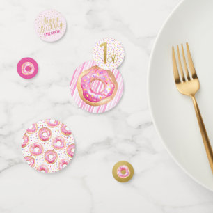 Confeti Dulce decoración Donut Rosa & Oro Fiesta