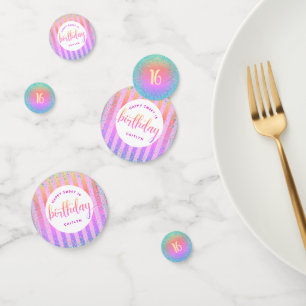 Confeti Dulce escritura purpurina arcoiris oscura de 16 añ