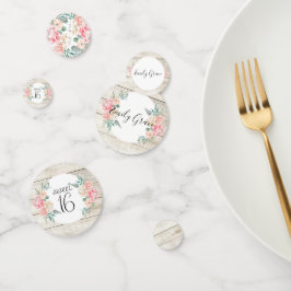 Confeti Dulce floral de boho de madera rústica 16 cumpleañ