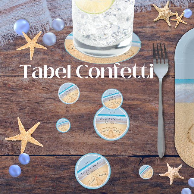 Confeti Dusty Blue Beach Wedding 2 corazones (Subido por el creador)