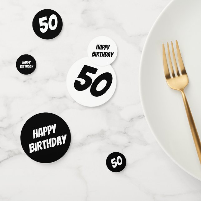 Confeti Edad personalizada - Cumpleaños blanco y negro (Grupo)