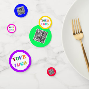 Confeti Ejemplo de confetiz de código QR y logotipo comerc