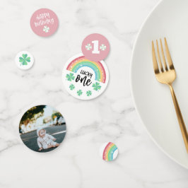 Confeti El arcoiris rosado tiene suerte, uno foto primer c