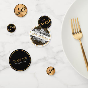 Confeti El Black and Gold Luxury Personalizado 50 Y Fabulo