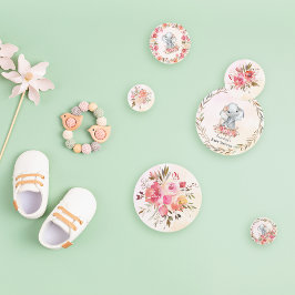 Confeti Elefante Baby Shower Boho Moda Coral acuarela