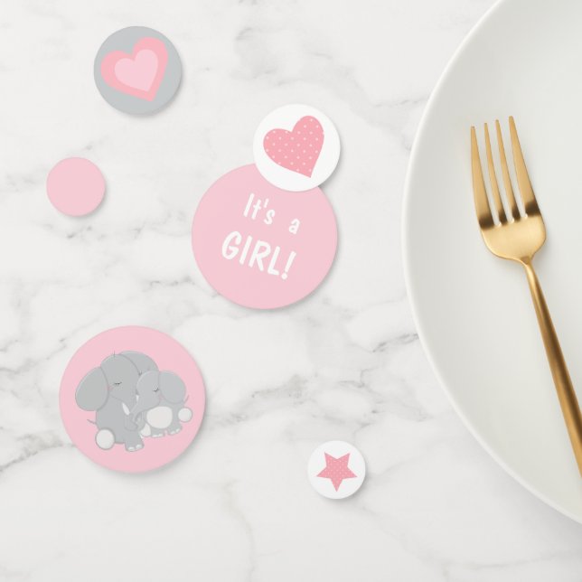 Confeti Elefante y Chica de mamá Baby Shower (Grupo)