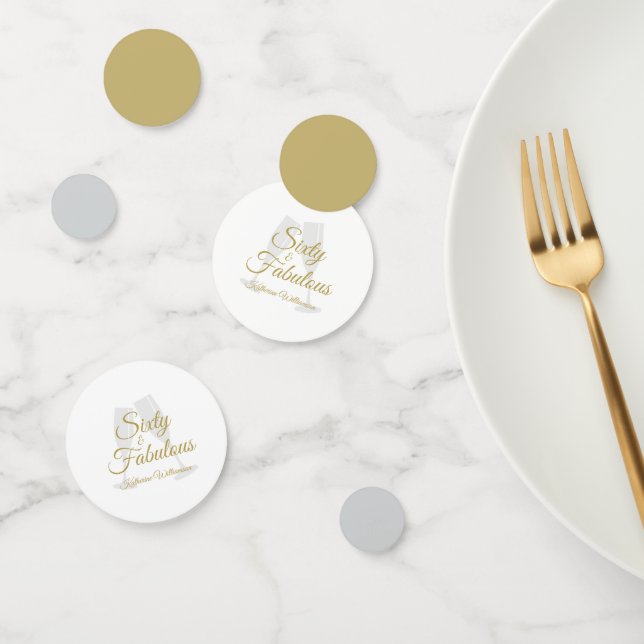 Confeti Elegant 60 and Fabulous Birthday Party White Gold  (Grupo)