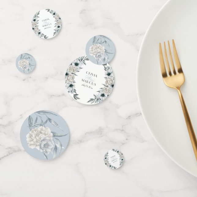 Confeti Elegante acuarela Dusty Blue Botanical (Grupo)