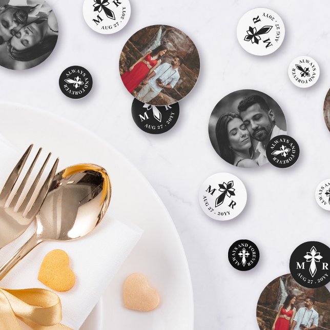 Confeti Elegante Boda decorativo de Monograma y Fotos (Subido por el creador)