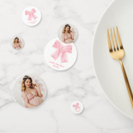 Confeti elegante chica de arco rosado bebé ducha linda fot