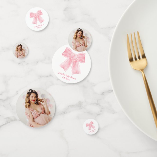 Confeti elegante chica de arco rosado bebé ducha linda fot (Grupo)