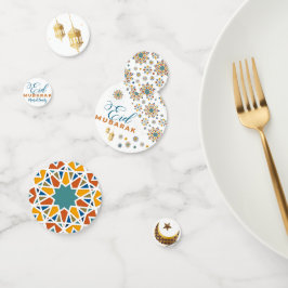 Confeti Elegante Eid Mubarak Caligrafía Estrellas de la Lu