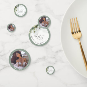 Confeti Elegante Eucalyptus Ducha Botánica Verde Bridal