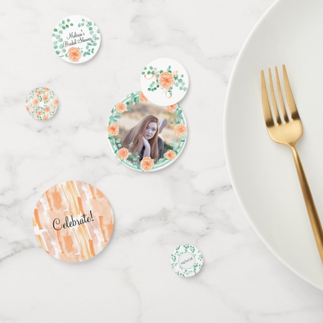 Confeti Elegante Eucalyptus Green Peach Floral (Grupo)