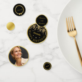 Confeti Elegante fiesta de cumpleaños de sorpresa negra y