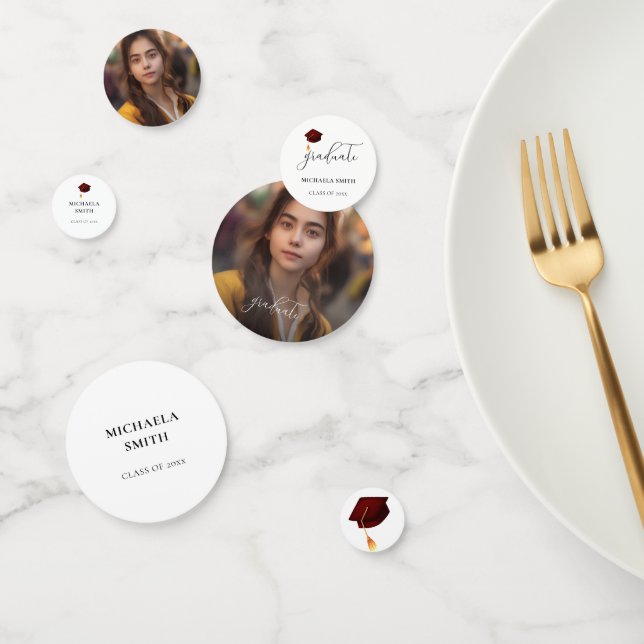 Confeti Elegante foto de graduación de mástil de marrón (Grupo)