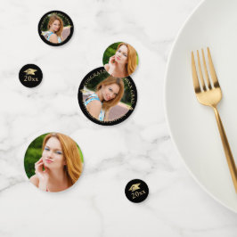 Confeti Elegante Graduación Personalizada de Oro Negro