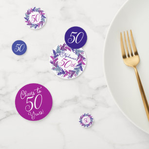 Confeti Elegante guirnalda rosa morada 50 cumpleaños Confe