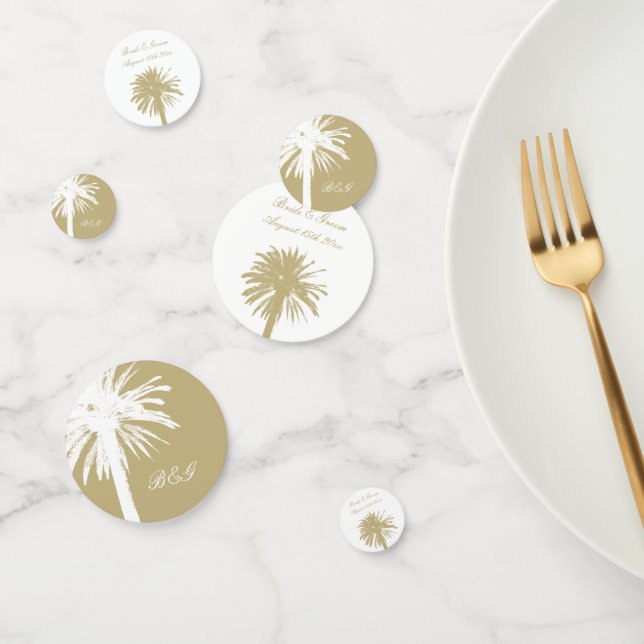 Confeti Elegante mesa monograma de palmera de bodas en la  (Grupo)