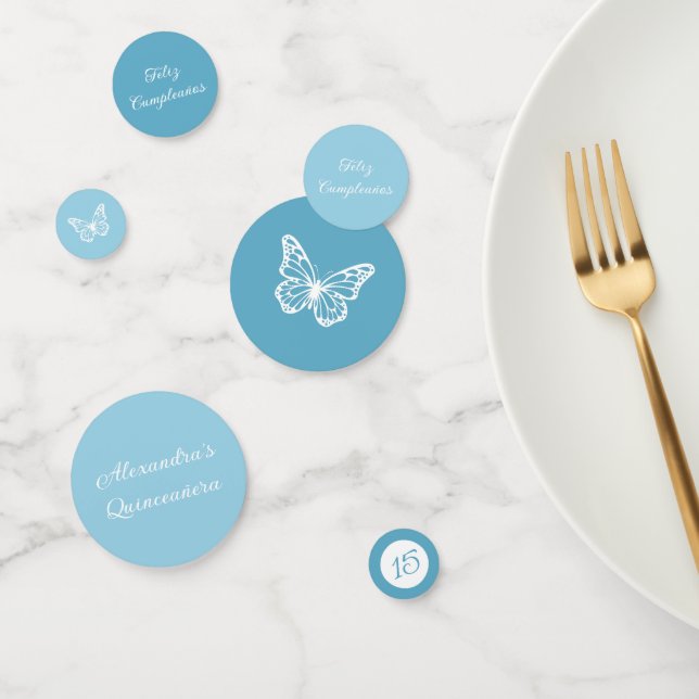 Confeti Elegante Quinceañera azul claro - Mariposa (Grupo)
