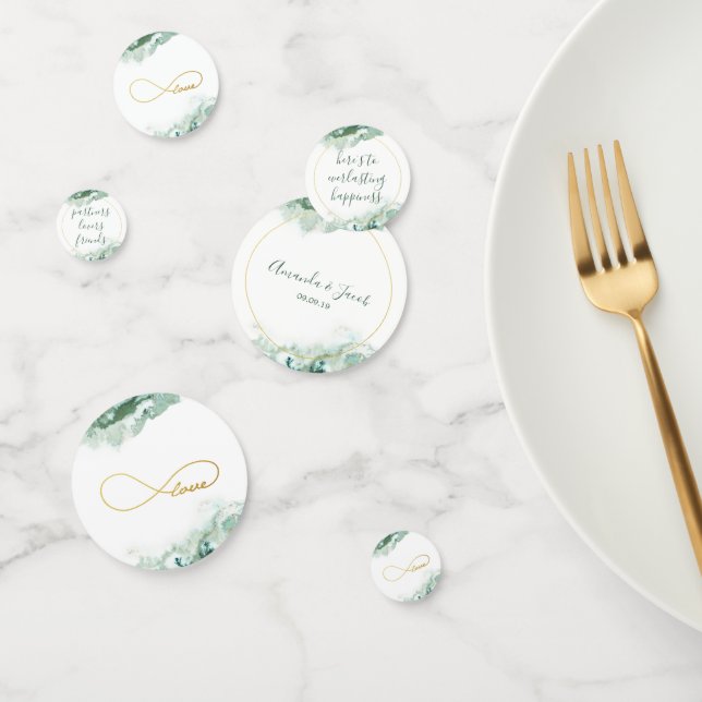 Confeti Elegante Verde Ombre Marble Oro Amor Infinito (Grupo)