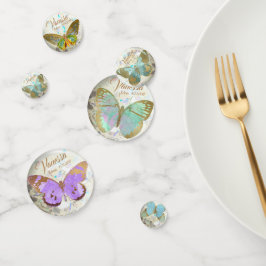 Confeti Elegantes mariposas doradas Fecha de nombre person