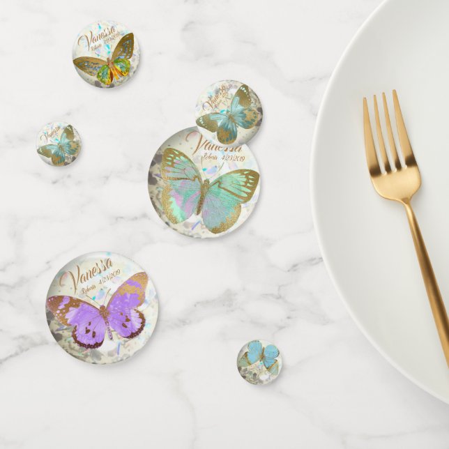 Confeti Elegantes mariposas doradas Fecha de nombre person (Grupo)