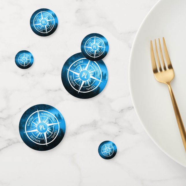 Confeti Emblema de la estrella de la brújula monograma nie (Grupo)