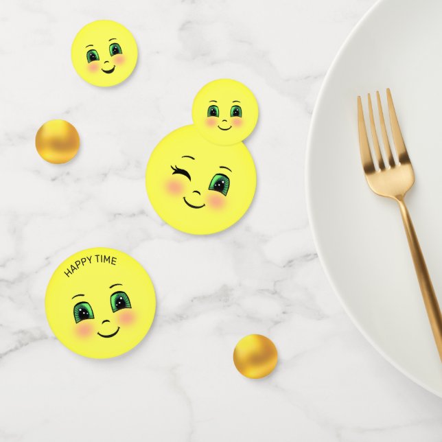 Confeti Emojis de cara feliz y sol lindos (Grupo)