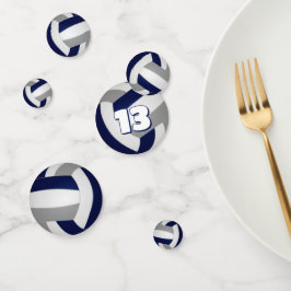 Confeti equipo azul gris colores niños fiesta de voleibol