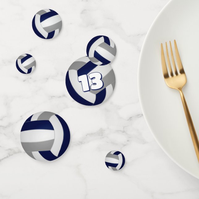 Confeti equipo azul gris colores niños fiesta de voleibol (Grupo)