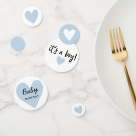 Confeti es un niño Baby Shower Blue Modern Heart