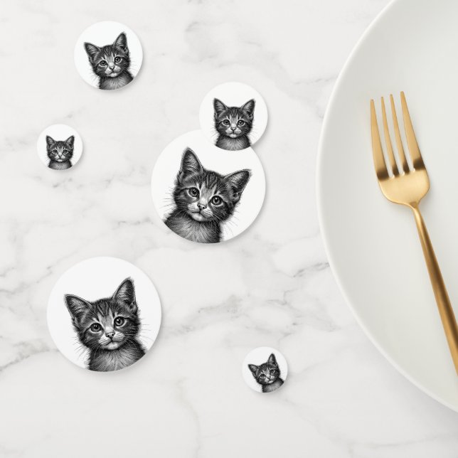 Confeti Esbozo adorable de gato joven (Grupo)
