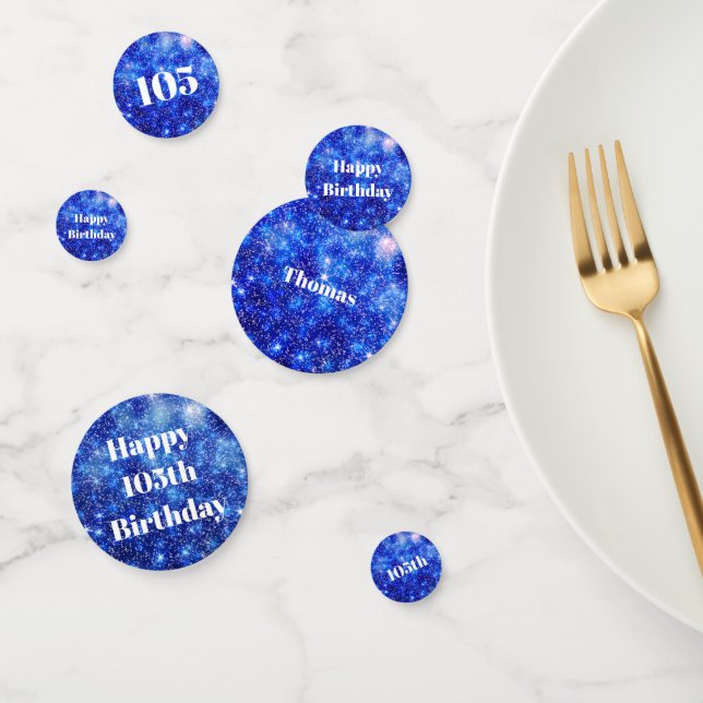 Confeti Espuma azul personalizada 105 años (Grupo)