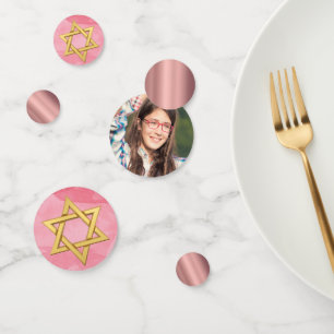 Confeti Estrella de Bat Mitzvah de David Pink Gold Photo J