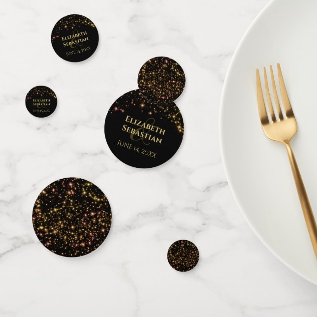 Confeti Estrellas de espuma de oro elegante Boda negro fes (Grupo)