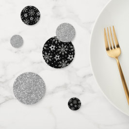 Confeti Estrellas de Purpurina plateado y copos de nieve