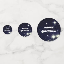 Confeti Estrellas en el espacio profundo azul oscuro cumpl