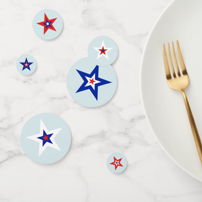Confeti Estrellas estadounidenses de tres colores rojas, b (Grupo)