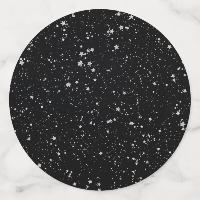 Confeti Estrellas purpurinas2 - Negro plateado (Anverso grande)